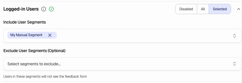 Logged-in Users - Include and exclude segments