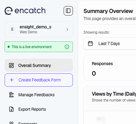 Create Feedback Form button in sidebar