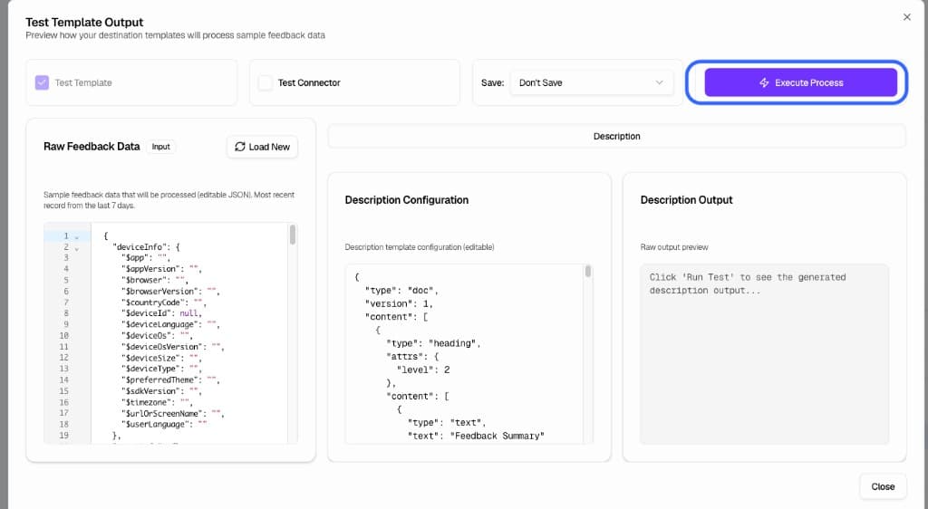 Test Template Output interface for previewing Jira issue content