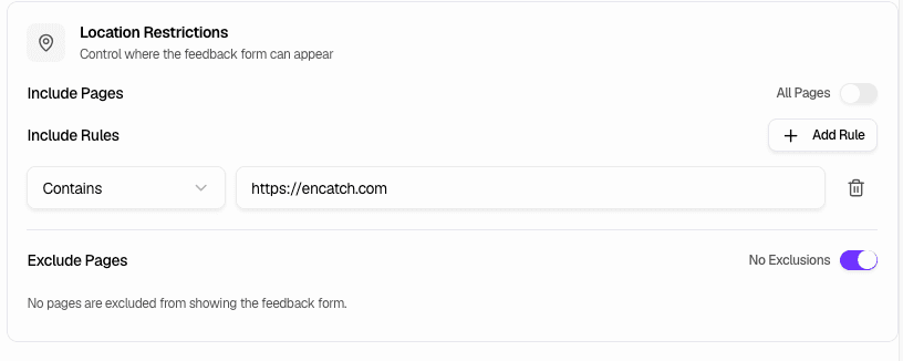 Location Restrictions - Include and exclude pages