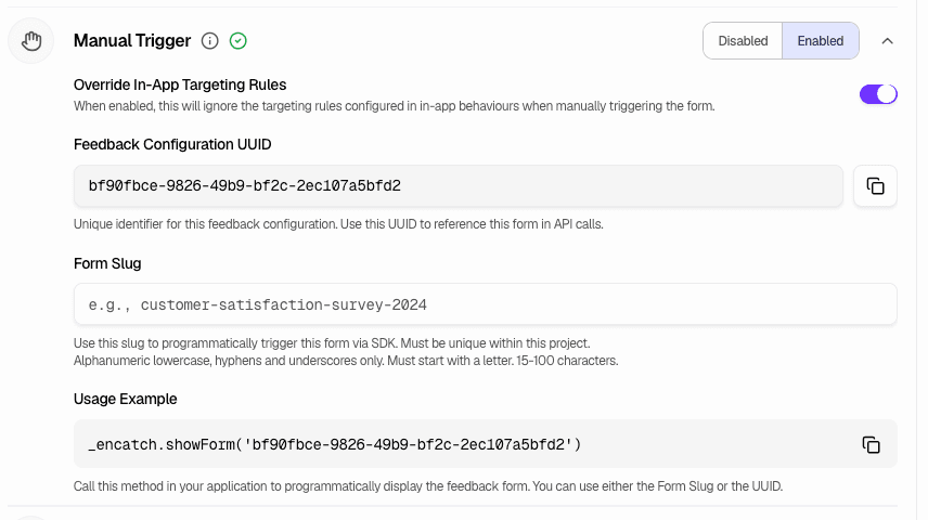 Manual Trigger - Configuration and usage example