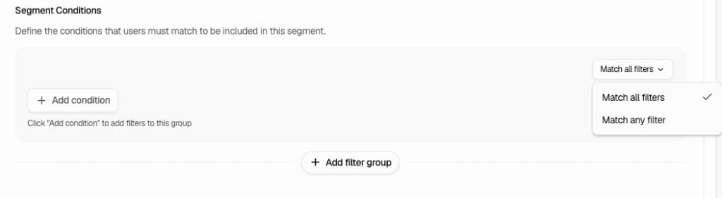 Segment Conditions - Add condition