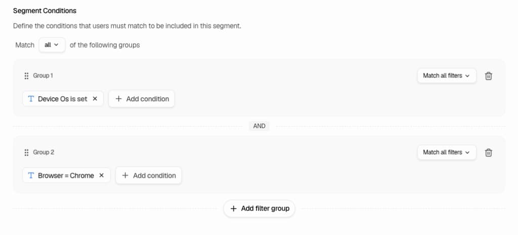 Segment Conditions with multiple groups