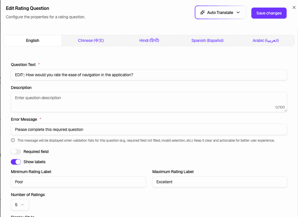 Edit question - Language tabs and Auto Translate