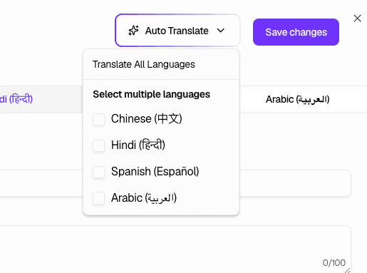 Auto Translate - Translate all or select specific languages