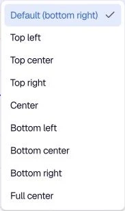 Position options for in-app forms