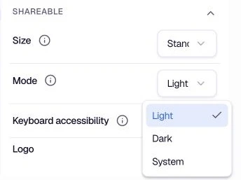 Shareable Mode - Display mode options