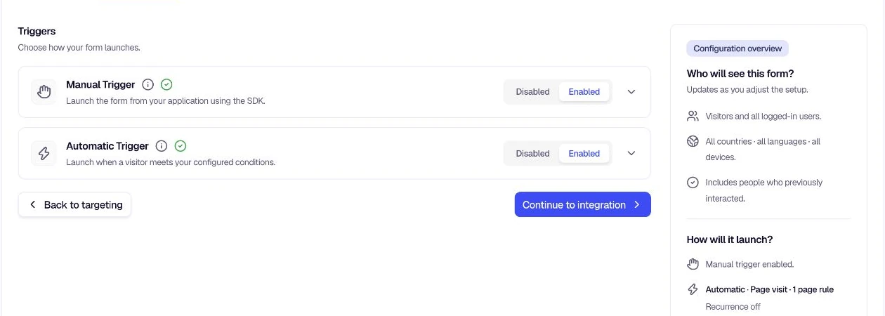 In-App Feedback Triggers - Manual and Automatic options